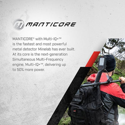 Minelab Manticore Multi-Frequency High Power Waterproof Metal Detector with Pro-Find 40 Pinpointer and Bagpack