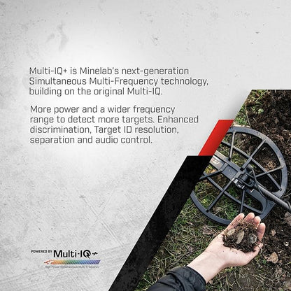 Minelab Manticore Multi-Frequency High Power Waterproof Metal Detector with M9 Coil, Pro-Find 40 Pinpointer and Bagpack