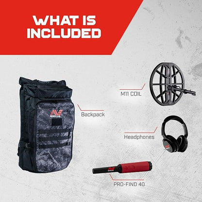 Minelab Manticore Multi-Frequency High Power Waterproof Metal Detector with Pro-Find 40 Pinpointer and Bagpack