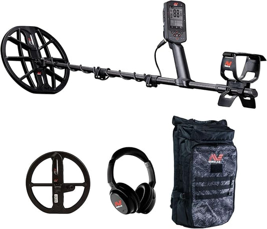 Minelab Manticore Multi-Frequency High Power Waterproof Metal Detector with M9 Coil and Bagpack