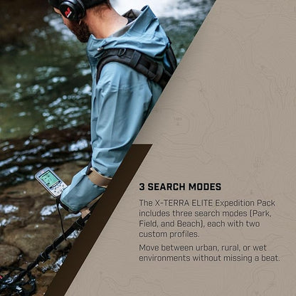 Minelab X-Terra Elite 2 Coil EXPEDITION PACK Multi-Frequency Waterproof Metal Detector with Wireless Headphones, Bagpack and Pro-Find 40 Pinpointer