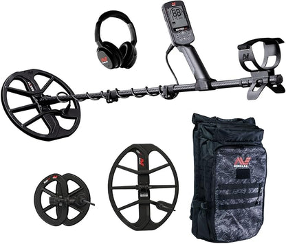 Minelab Equinox 900 Waterproof Multi-Frequency Metal Detector with 11", 6" DD Coils, Bagpack and EQX 15 Coil