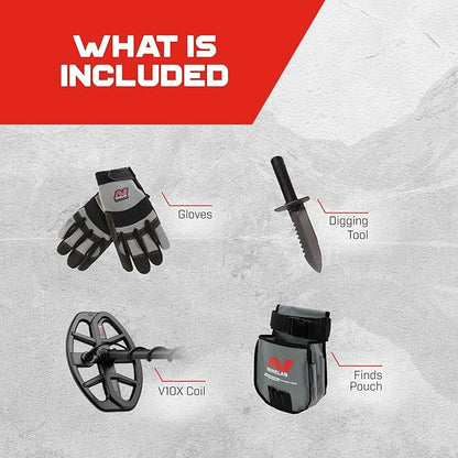 Minelab Vanquish 460 Multi-Frequncy Waterproof Metal Detector Adventure Pack With Diggier, Pouch, & Gloves