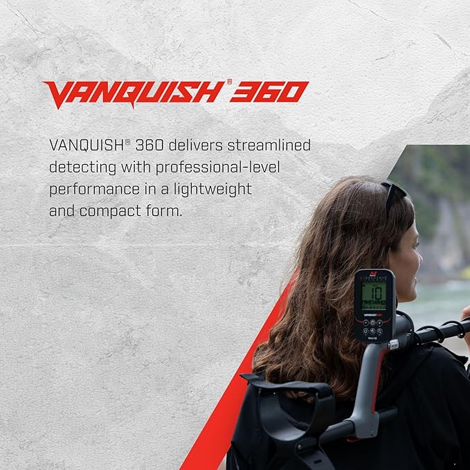 Minelab Vanquish 460 Multi-Frequncy Waterproof Metal Detector Adventure Pack With Diggier, Pouch, & Gloves