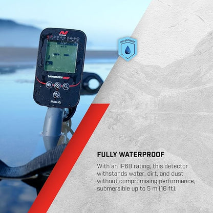 Minelab Vanquish 360 Multi-Frequncy Waterproof Metal Detector Adventure Pack with PRO-FIND 35 Pinpointer, Digging Tool, Finds Pouch, and Gloves