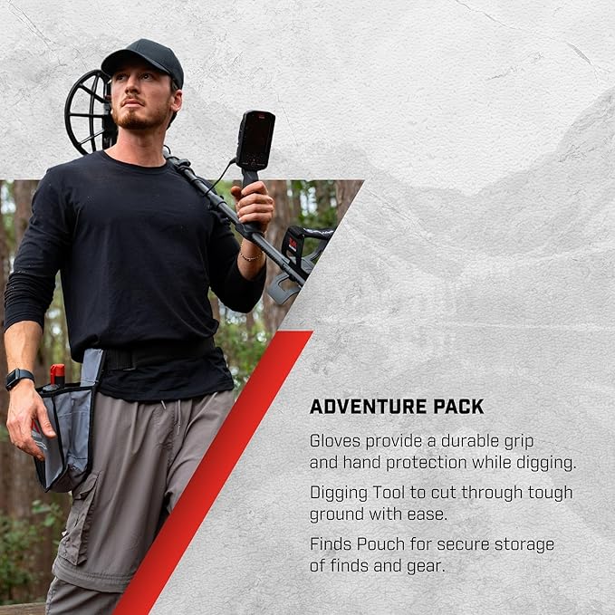 Minelab Vanquish 360 Multi-Frequncy Waterproof Metal Detector Adventure Pack with PRO-FIND 35 Pinpointer, Digging Tool, Finds Pouch, and Gloves