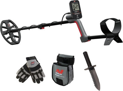 Minelab Vanquish 360 Multi-Frequncy Waterproof Metal Detector Adventure Pack With Diggier, Pouch, & Gloves