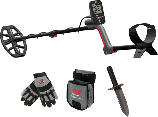 Minelab Vanquish 360 Multi-Frequncy Waterproof Metal Detector Adventure Pack With Diggier, Pouch, & Gloves