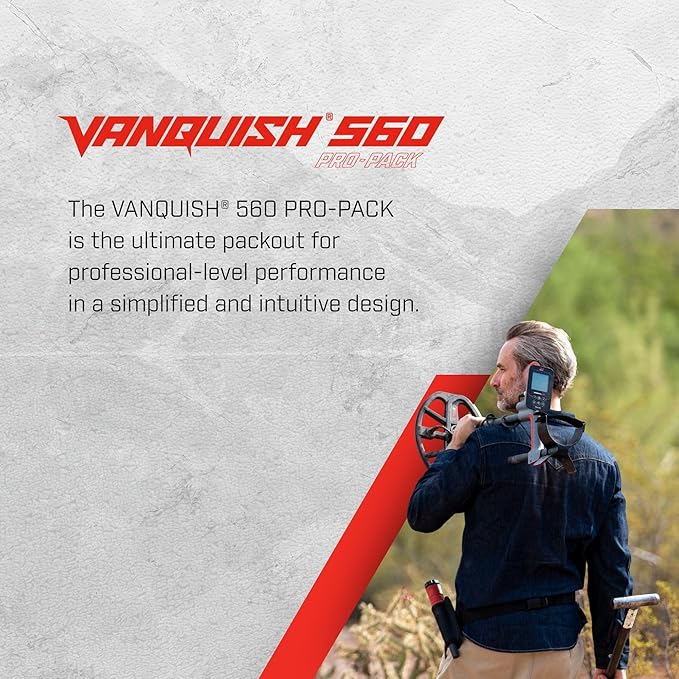 Minelab Vanquish 560 Pro Pack Metal Detector with Bagpack – All New Multi-IQ™ Simultaneous Frequency