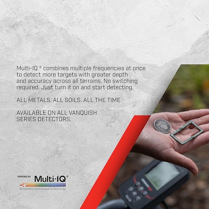 Minelab Vanquish 560 Pro Pack Metal Detector with Bagpack – All New Multi-IQ™ Simultaneous Frequency