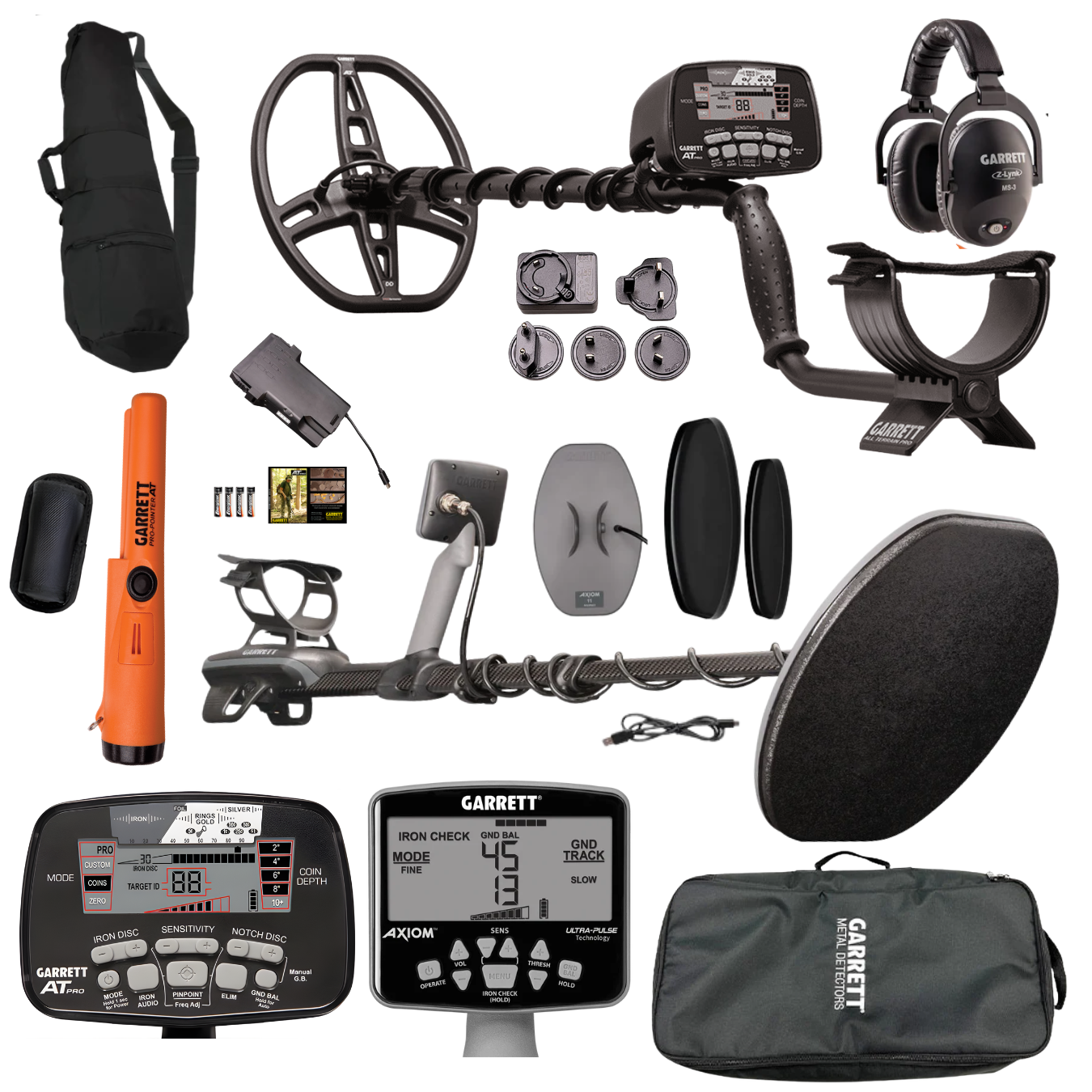Father's Day Bundle - Garrett Axiom Pro + Garrett AT Pro + Garrett Pinpointer + Garrett AP Bag
