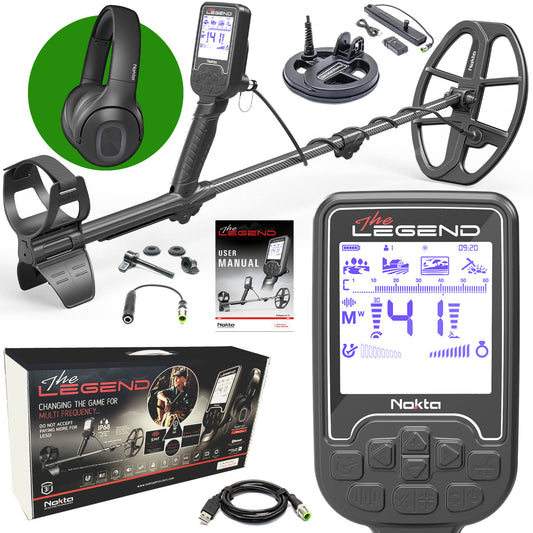 Nokta Legend "Next Generation" PRO PACK Multi-Frequency Waterproof Metal Detector with 12"x9" LG30 and 6" Coils