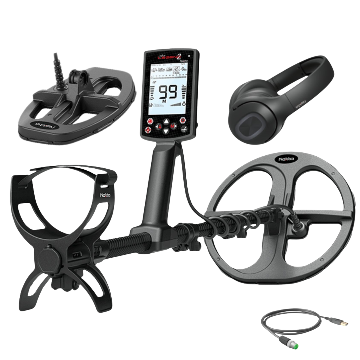Full Bundle Nokta Legend 2 Metal Detector with 2 Coils, Headphones, Accupoint, Premium Digger & Shovel, Finds Pouch, and Detectobag Backpack