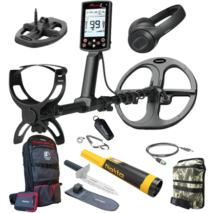 Full Bundle Nokta Legend 2 Metal Detector with 2 Coils, Headphones, Accupoint, Premium Digger & Shovel, Finds Pouch, and Detectobag Backpack