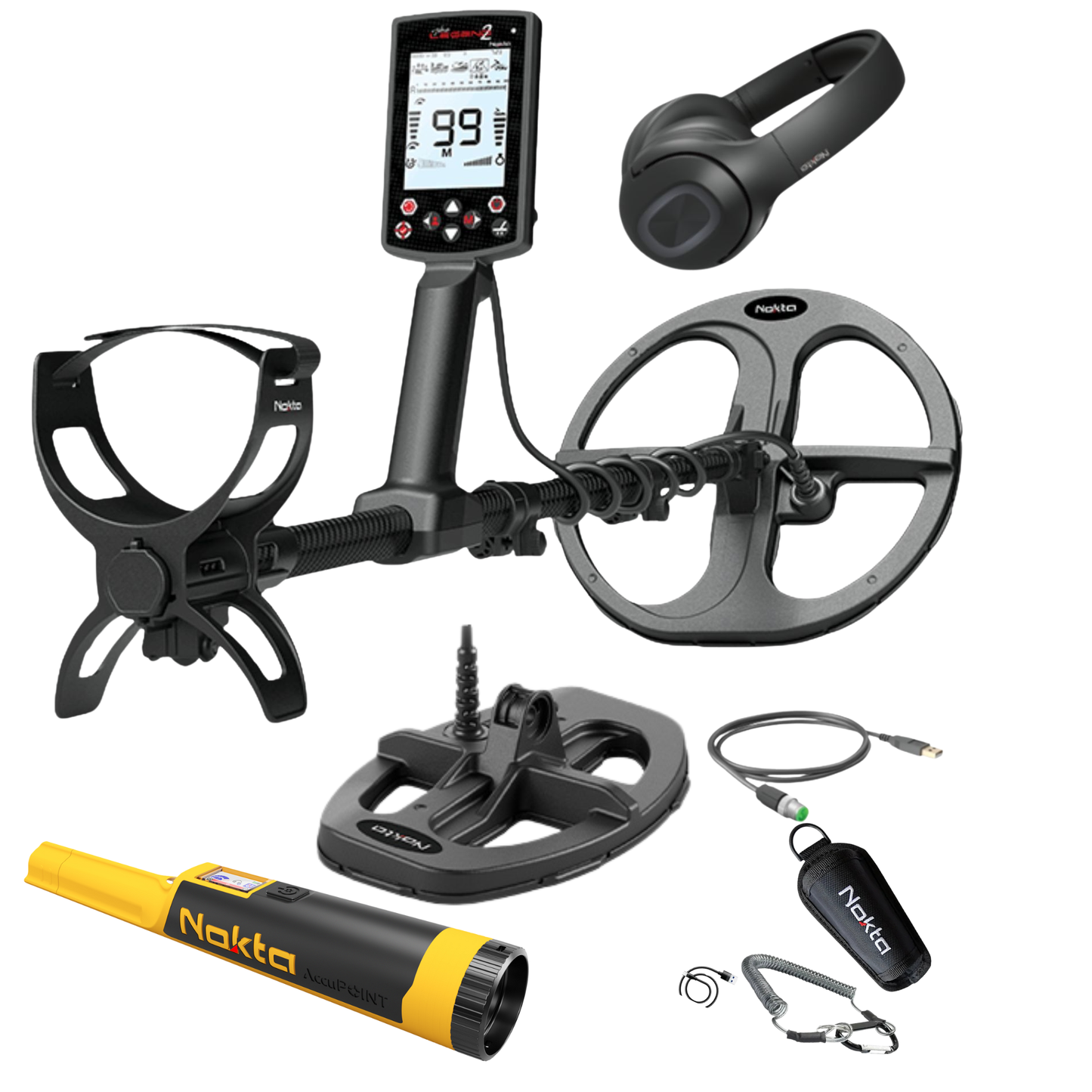 Nokta Legend 2 Advanced SMF Metal Detector With 2 Coils, Wireless Headphones, Accupoint Pinpointer, and Detectorbag
