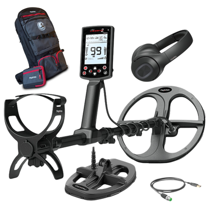 Nokta Legend 2 Simutaneous Multi Frequency Metal Detector With 2 Coils, Wireless Headphones, and Detectorbag Backpack + Free Accupoint