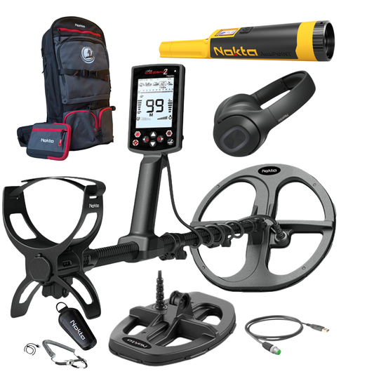 Nokta Legend 2 Simutaneous Multi Frequency Metal Detector With 2 Coils, Wireless Headphones, and Detectorbag Backpack + Free Accupoint