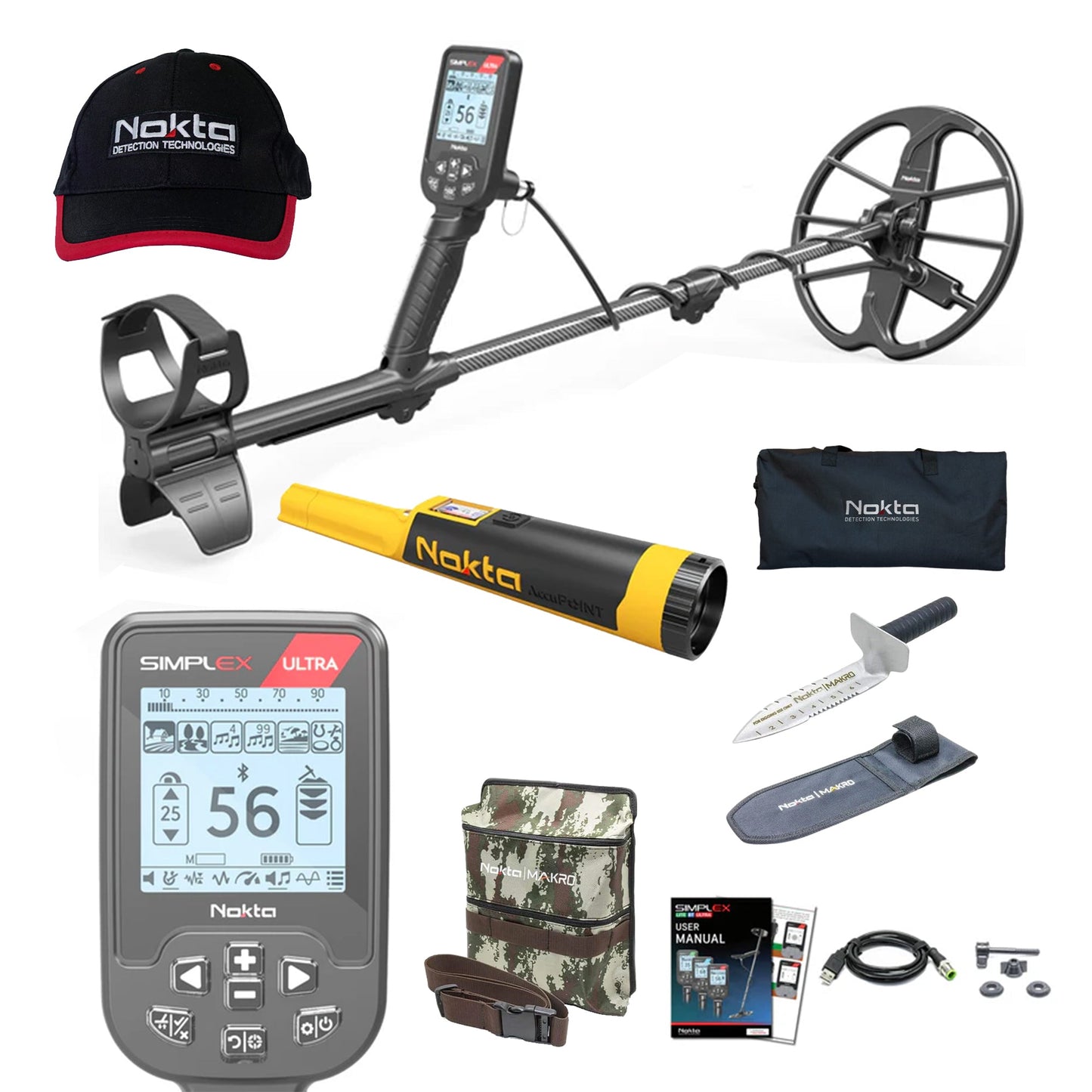OPEN BOX - Nokta Simplex ULTRA Next Generation Waterproof Metal Detector with Pinpointer and Free Accessories