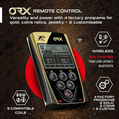 XP ORX Metal Detector With 9" Multi-Frequency Searchcoil FX02 Wired & WSAUDIO Wireless Headphones