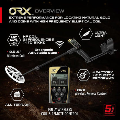XP ORX RC High Frequency Gold Hunting Metal Detector With Elliptic 9.5x5 HF Search Coil