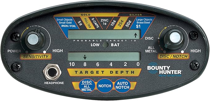 Bounty Hunter Quick Draw II Metal Detector With 3-Tone Audio Feedback, 9-Segment Target ID,  and Digital Coin Depth Indicator