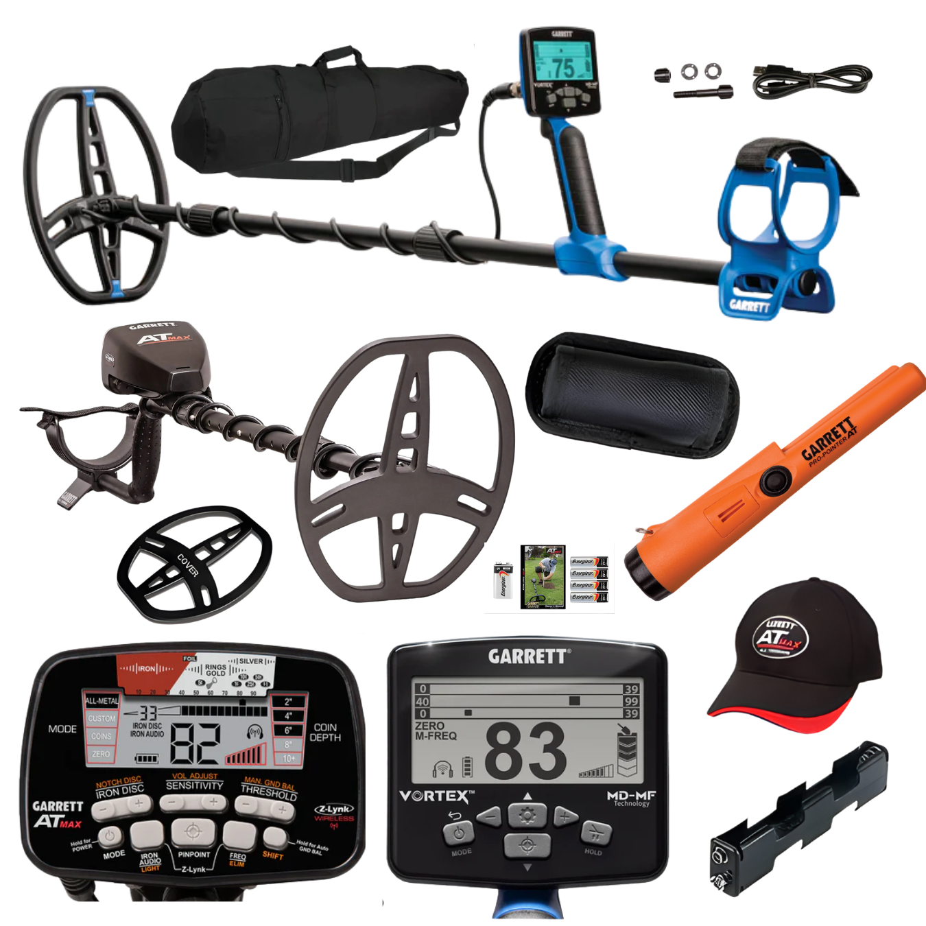 Father's Day Bundle — Garrett Vortex VX9 + Garrett AT Max Metal Detectors + Garrett Pinpointer + Garrett AP Bag