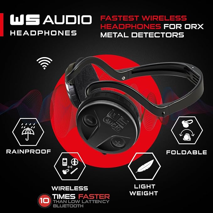 XP ORX Metal Detector With 9" Multi-Frequency Searchcoil FX02 Wired & WSAUDIO Wireless Headphones