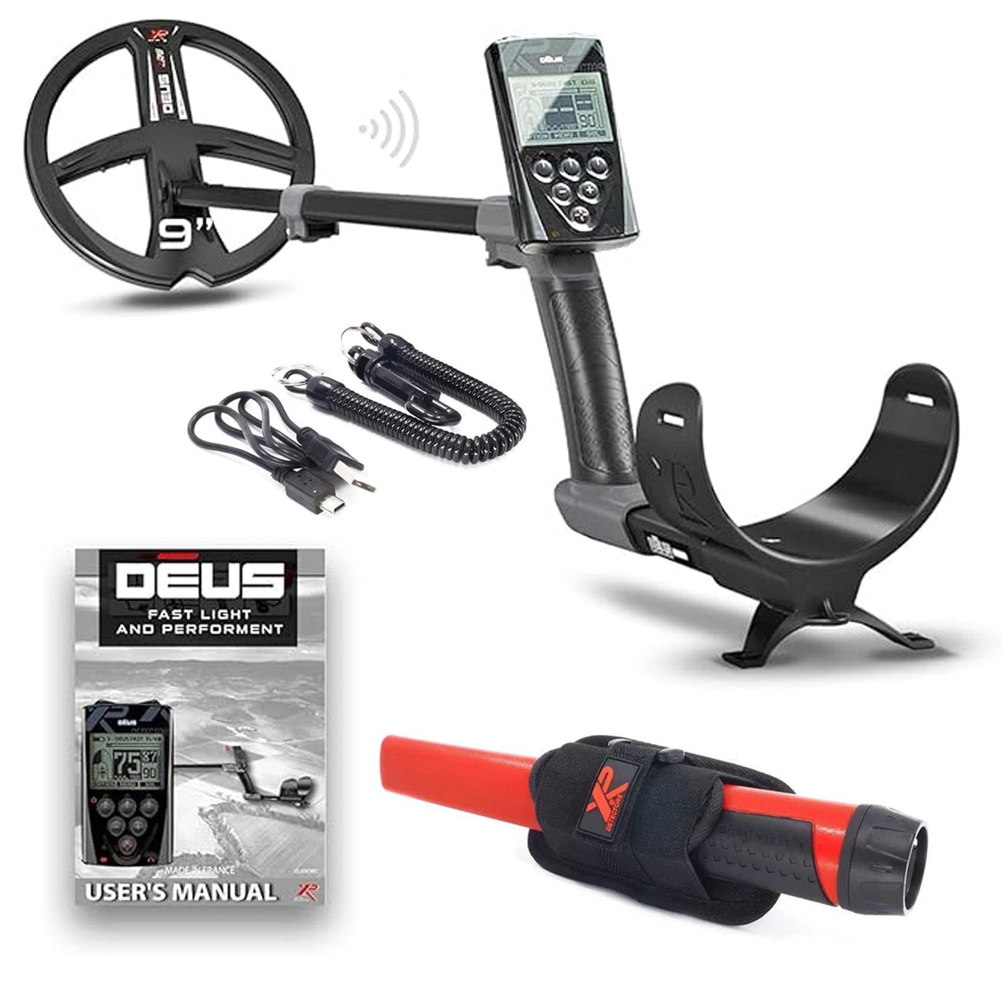 XP DEUS RC Metal Detector - Wireless Waterproof Metal Detector With 9" Search Coil, MI-6 Waterproof Pinpointer