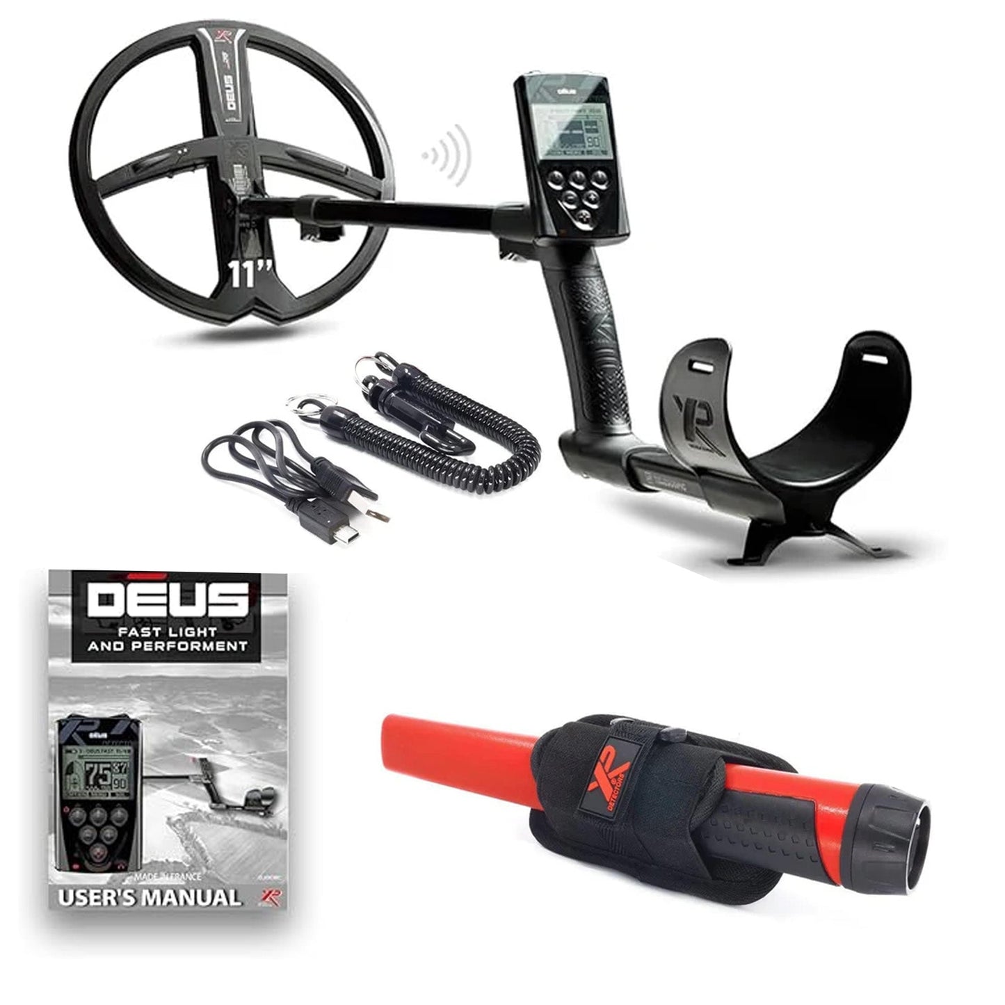 XP DEUS RC Metal Detector With 11" x35 Simultaneous Multi-Frequency Search Coil and MI-6 Pinpointer