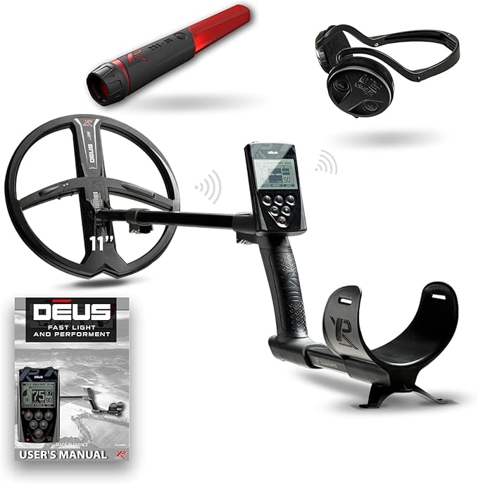 XP Deus II RC Metal Detector with 11" Coil, MI-6 Pinpointer, and WSA-ST Wireless Headphones