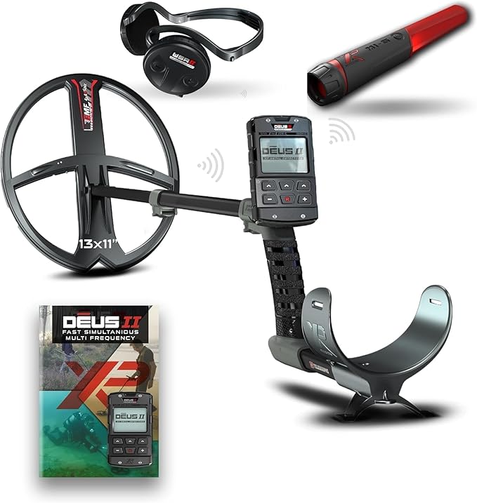 XP Deus II RC Metal Detector with 13" x 11" Coil, MI-6 pinpointer, And WSA-ST Wireless Stereo Headphones