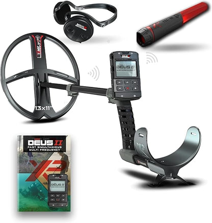 XP Deus II RC Metal Detector with 13" x 11" Coil, MI-6 pinpointer, And WSA-ST Wireless Stereo Headphones
