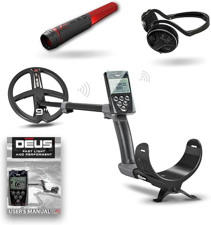 XP DEUS RC Metal Detector - Fully Wireless Waterproof Metal Detector With 9" Search Coil, MI-6 Waterproof Pinpointer, And WSAUDIO Headphones