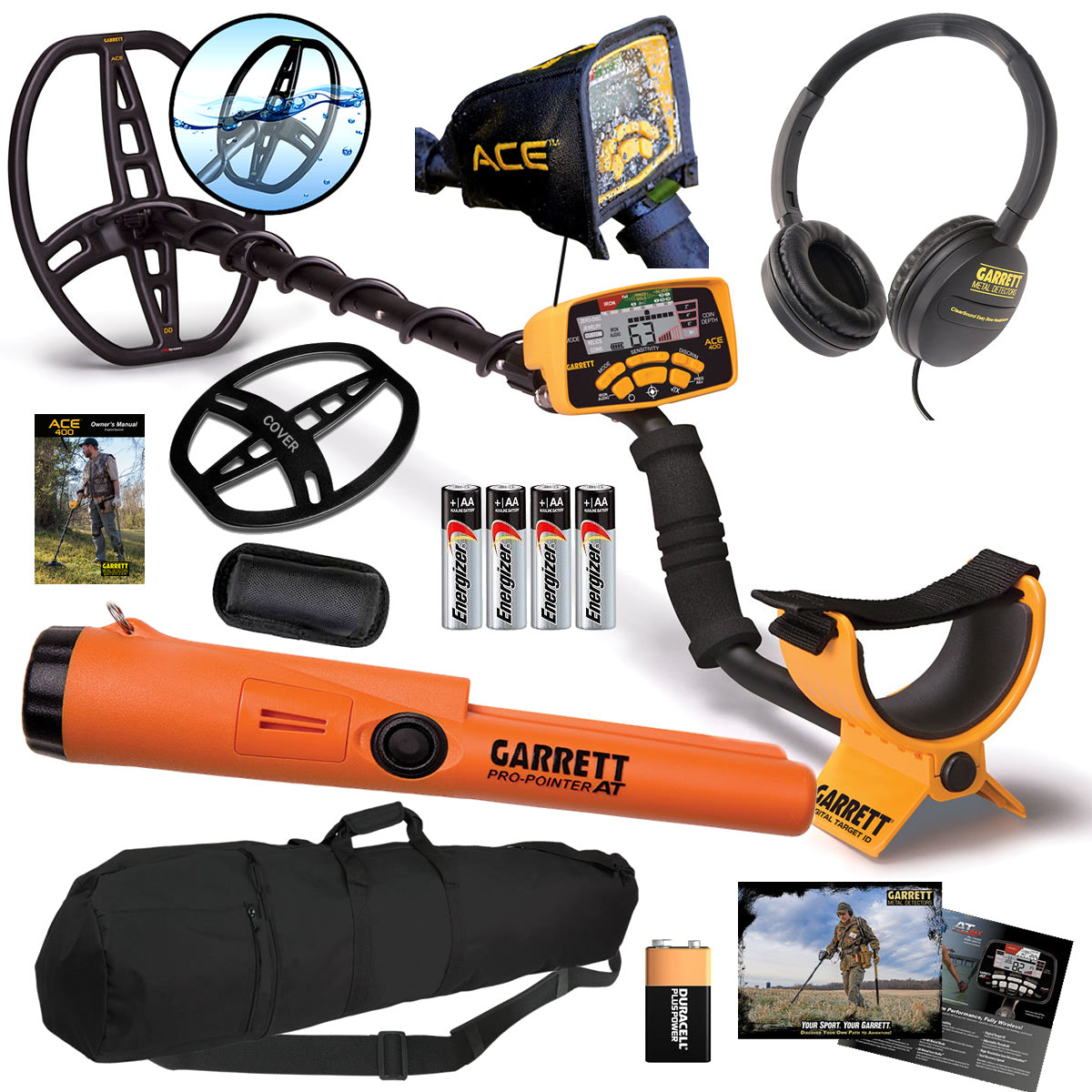 Garrett ACE 400 with Pro-Pointer AT Waterproof Pinpointer and Travel/Carry Bag