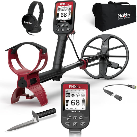 OPEN BOX - Nokta FindX PRO WATERPROOF Metal Detector with Rechargeable Battery, Bag, Digger and Headphones