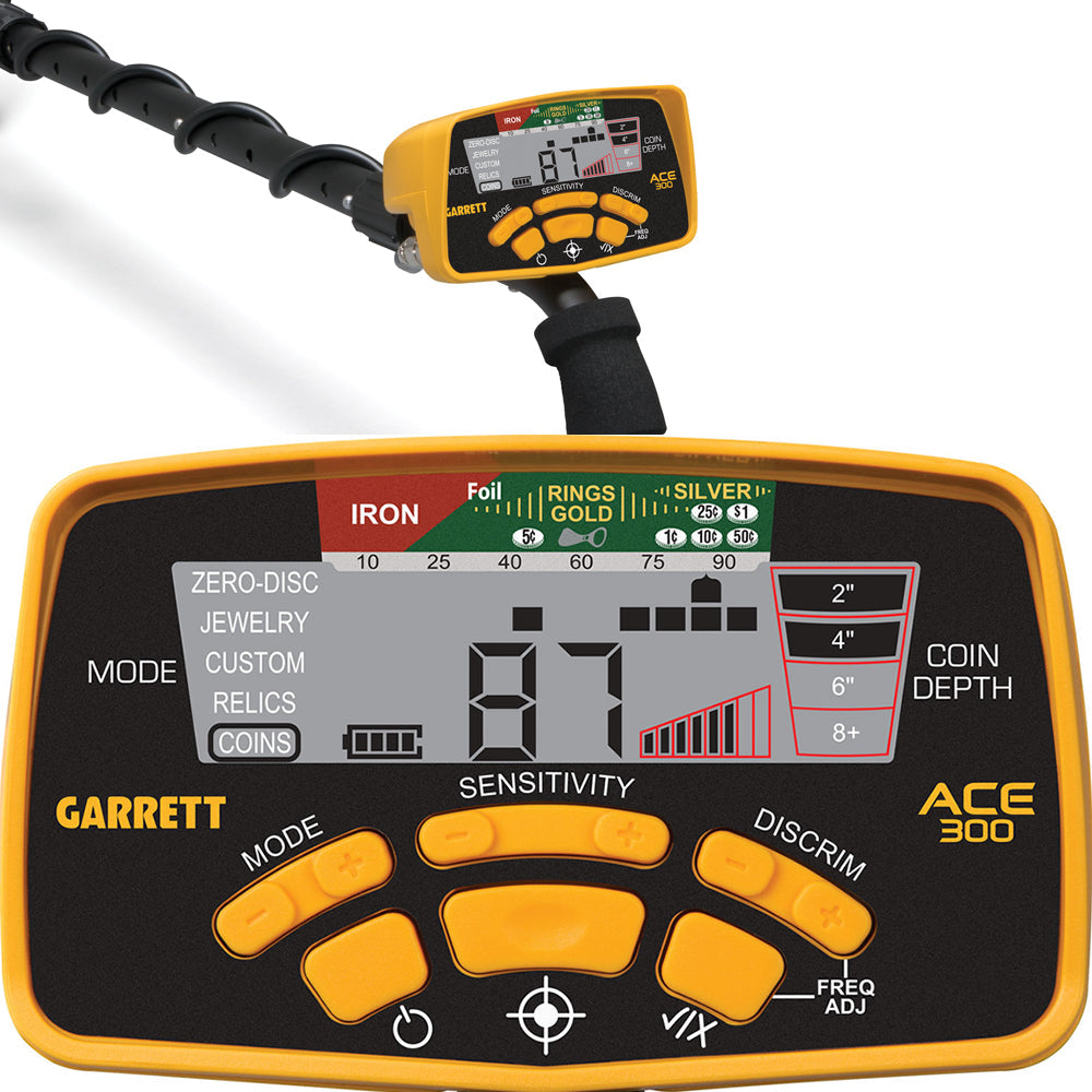 Garrett ACE 300 Metal Detector + Pro-Pointer AT Waterproof Pinpointer and Travel/Carry Bag