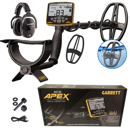 Garrett ACE APEX VIPER Multi-Frequency Metal Detector with Z-Lynk Wireless Headphones and Coil Cover