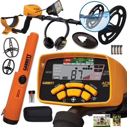 Garrett ACE 300 Metal Detector with 2 COILS + Pro-Pointer AT Waterproof Pinpointer