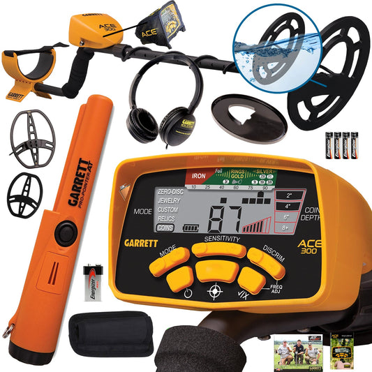 Garrett ACE 300 Metal Detector with 2 COILS + Pro-Pointer AT Waterproof Pinpointer