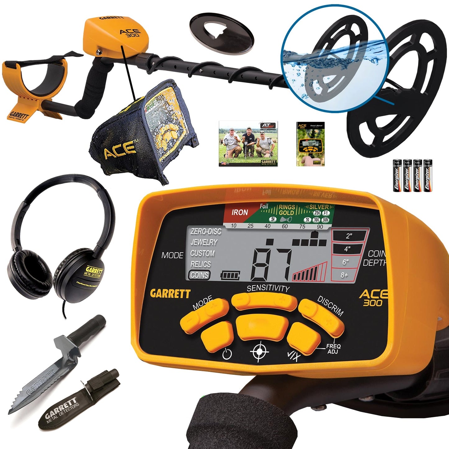 Garrett ACE 300 Metal Detector with Headphones and Edge Digger