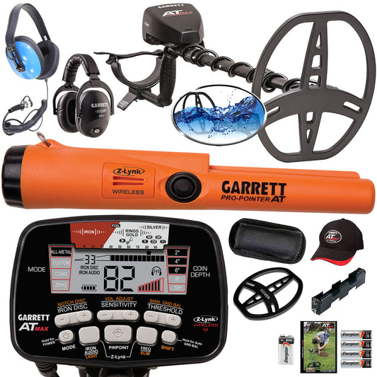 Garrett AT MAX with Waterproof Headphones + Pro-Pointer AT Z-Lynk Pinpointer