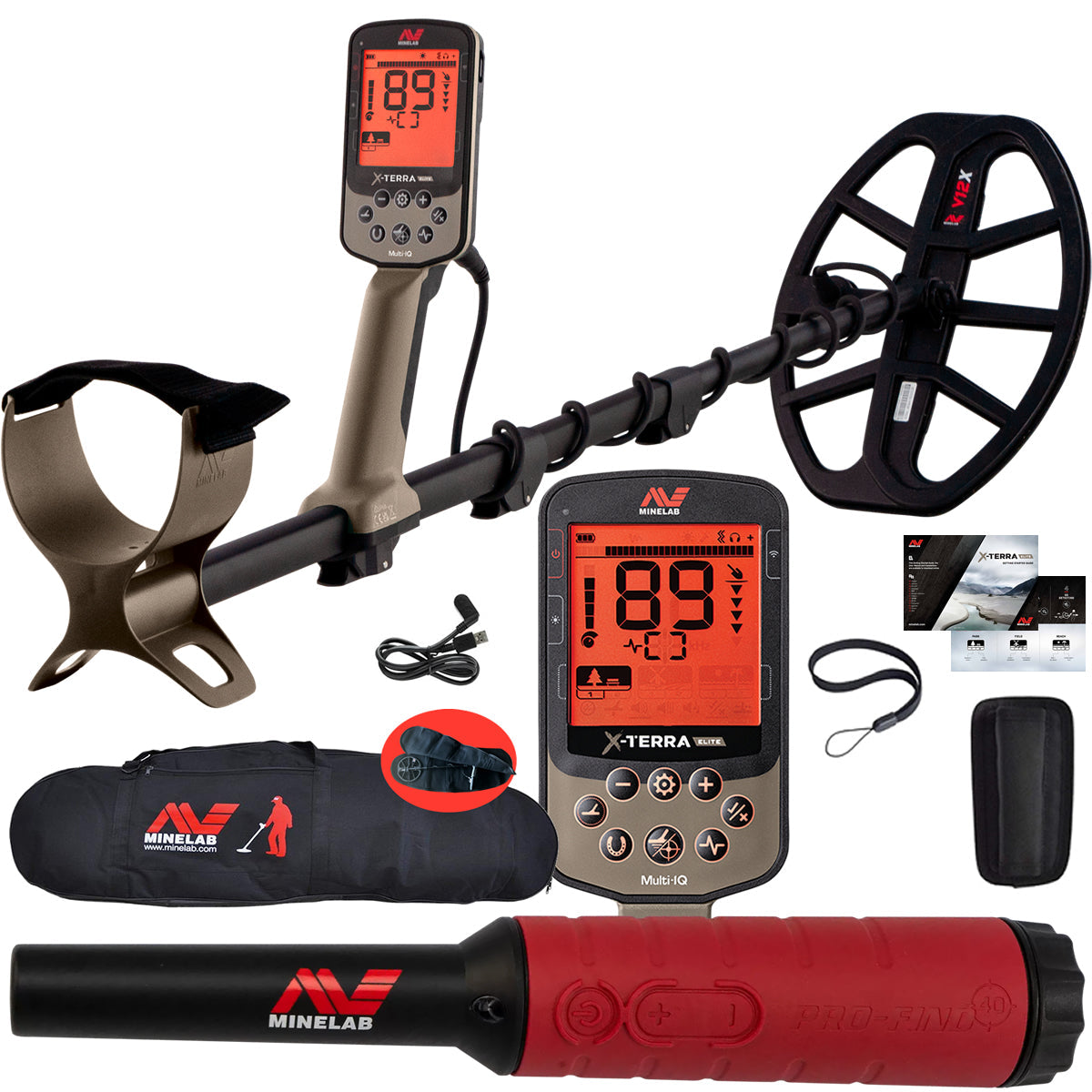 Minelab X-Terra Elite Multi-Frequency Waterproof Metal Detector with Travel/Carry Bag & Discounted Pro Find 40