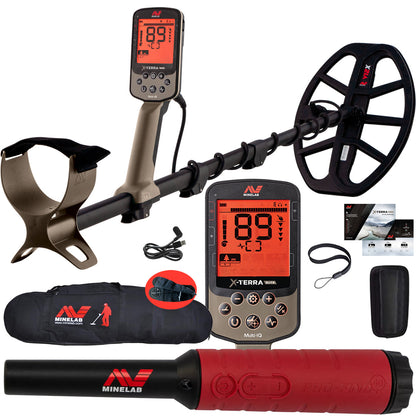Minelab X-Terra Elite Multi-Frequency Waterproof Metal Detector with Travel/Carry Bag & Discounted Pro Find 40