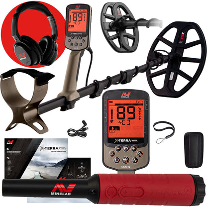 Minelab X-Terra Elite 2 Coil EXPEDITION PACK Multi-Frequency Waterproof Metal Detector with Wireless Headphones and Pro Find 40 Waterproof Pinpointer
