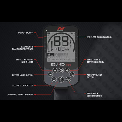 Minelab Equinox 700 Waterproof Multi-Frequency Metal Detector with 11" DD Coil