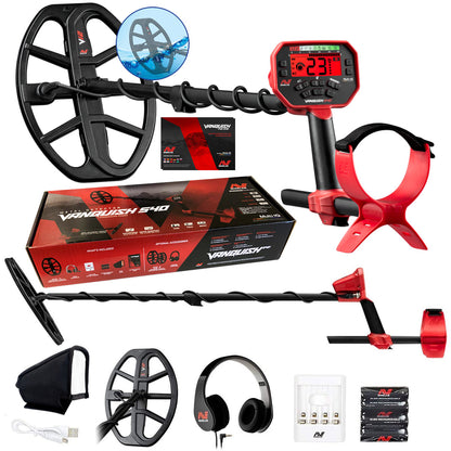 DEMO - Minelab Vanquish 540 Metal Detector with Headphones, 12" Coil with Cover, Rechargeable Batteries