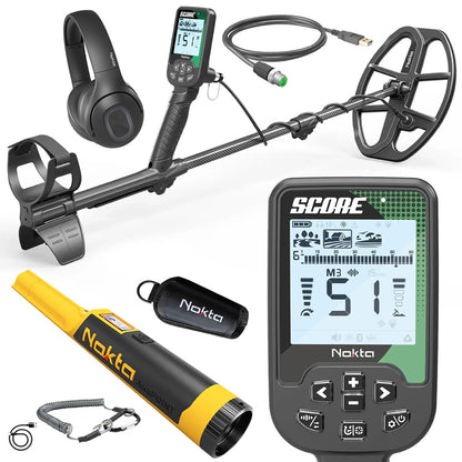 Nokta Score Waterproof, Multi-Frequency Metal Detector with Wireless Headphones and Accupoint Pinpointer