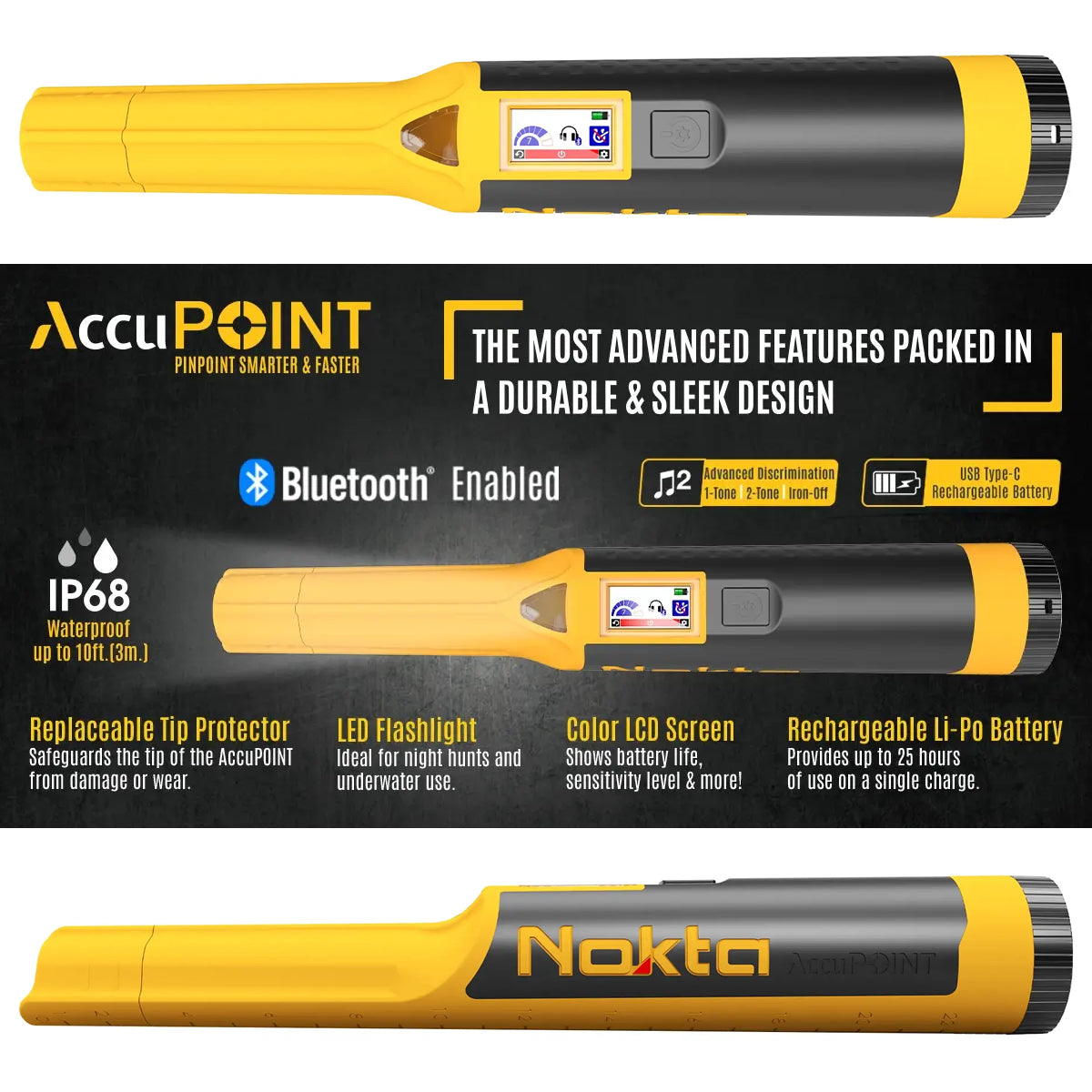 Nokta Simplex BT Next Generation Waterproof Metal Detector with Wireless Bluetooth Headphones and Pinpointer