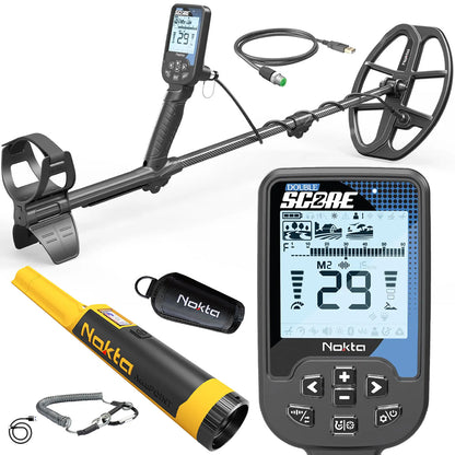 Nokta Score 2 (Double Score) Waterproof, Multi-Frequency Metal Detector with Accupoint Pinpointer, Free Digger, Pouch, Bag, and Cap