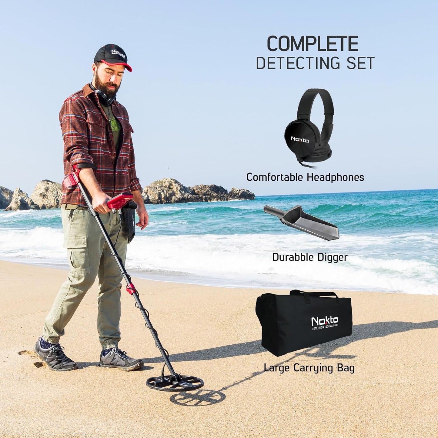 Nokta FindX Metal Detector with Rechargeable Battery, Bag, Digger and Headphones